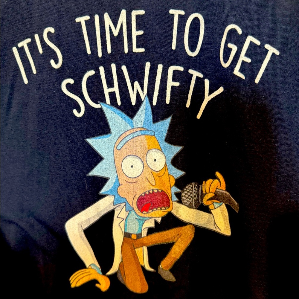 Women’s Rick & Morty Get Schwifty Navy Blue Racerback Tank Top Medium